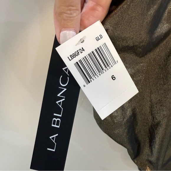 LA BLANCA NWT Metallic One-Piece reversible Swimsuit - Picture 3 of 5